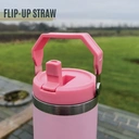 Milestone Travel Mug with Flip Straw Stainless Steel Double Walled Pink 890ml image 3