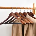 6 Pack High-Grade Solid Wooden Suit Hangers, Claret Finish, Contoured Shoulders for Formal Attire Organization image 3