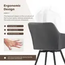 CLIPOP Faux Leather Dining Chairs, Set of 2, 360 °Swivel Upholstered Kitchen Chairs Armchair with Backrest and Metal Legs for Home Office Bedroom Living Room Lounge 0588 deep grey 54.5*60*84 cm image 3