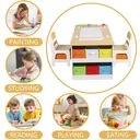 GRAVFORCE Kids Art Table and Chair Set, Wooden Toddler Craft Easel Desk with 2-Tier Open Shelf, Storage Bins, Paper Roll, Paint Cups, Children Play Activity Furniture image 5