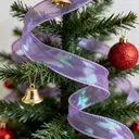 JU7CER 2-piece iridescent fishtail ribbon set [Dreamy Purple] 4.5cm x 9m bow-tie wave-patterned sheer ribbon Solid-colour silk ribbon floral packaging material image 4