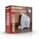 DAEWOO HEA1927GE 2000W Flat/Upright Fan Heater - 2 Heat Settings (1000W/2000W), Thermostat Control, Fan-Only Mode, Automatic Safety Cut-Out - White image 4