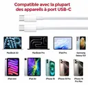 dpower F9000 Câble Type-C vers Type-C 1 Mètre, Charge Rapide 3A, Transmission 480 Mbps, Câble Cuivre TPE Compatible MacBook iPhone 16 iPad Samsung image 4