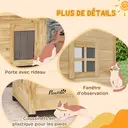 PawHut Maison pour chats niche d'extérieur en bois surélevée avec toit asphalte, porte avec rideau, fenêtre, 57 x 45 x 43 cm jaune image 8