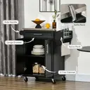 HOMCOM Wooden Kitchen Island on Wheels, Serving Cart Storage Trolley with Stainless Steel Top, Drawer, Side Handle and Rack B image 5