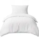 LeBonsoir Parure de lit brossée avec 1 housse de couette 135 x 200 cm et 1 taie d’oreiller 80 x 80 cm, avec fermeture éclair - Blanc image 1