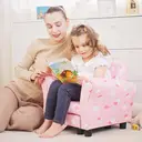 HOMCOM Toddler Chair Children's Armchairs Wood Frame w/ Footrest Anti-Slip Legs High Back Arms for Bedroom Playroom Cute Clou image 3