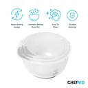 Chef Aid Contain 3 Mixing Bowls, Non-Slip Base, Soft Grip Handle, Microwave and Dishwasher Safe, Compact, Stackable, Ideal for baking and cooking, Off-white, 1.5 Litre, 2 Litre, 2.5 Litre image 1