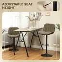 HOMCOM Bar Stools Set of 2, Height Adjustable Swivel Barstools with Backrest and Footrest, Modern Linen Upholstered Armless Bar Chairs for Kitchen, Breakfast Counter, Brown image 4