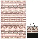 Outsunny Tapis d'extérieur réversible 1,8 x 2,7 m, tapis de sol au motif mur géométrique en PP, sac de transport inclus, résistant aux intempéries, rouge et blanc image 0