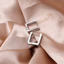 Silver Tone Stainless Steel Square Hoop Earrings, 14mm Minimalist Rectangular Huggie Hoops image 3