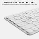 Rapoo E9050L clavier sans fil à membrane 75 %, disposition QWERTY US, multi-mode, ultra-fin, 78 touches, clavier sans fil multi-appareils, 2,4 GHz / Bluetooth 5.0/4.0, pour Windows/Mac/Linux/Chrome, prise en charge de 4 appareils, compact et tendance, adapté aux utilisateurs de bureau exigeants - Blanc image 1