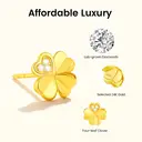 ochama Boucles d'oreilles Lucky Clover en or 999‰ avec diamant de culture biologique image 4