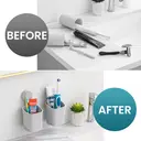 TAILI Porte-brosse à dents à ventouse lot de 2, ventouse puissante pour dentifrice et brosse à dents, porte-rasoir de douche auto-égouttant, porte-brosse à dents de douche mural, support de vaisselle de cuisine, Gris image 4