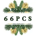 66pcs 15.3in/38.8cm
Artificial Palm Leaves Tropical Fake Leaves, Monstera Leaf Gold and Green Faux Leaves for Safari Jungle Hawaiian Dinosaur Luau Party Table Decoration image 9