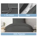 LeBonsoir Dark Gray Duvet Cover Set，200x200cm/50x75cmx2 Soft Double Brushed Bedding Set， with Zip， 3 Pieces， Includes 1 Duvet Cover & 2 Pillowcases，NO Comforter image 4