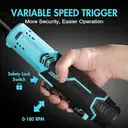 DURATECH 12V Extended Cordless Ratchet Wrench with Tool Bag, 3/8" Electric Cordless Ratchet, Torque 60N.m, 180RPM with LED Light, Electric Ratchet Wrench with Fast Charge &Canvas Bag image 4