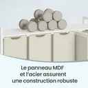 JOYFURNOS Panier à Linge à 4 Compartiments, Sacs Intérieurs Amovibles et Coulissants, Trieur de Vêtements avec Étagère, Structure Métallique, 4 x 40 L, 116 x 33 x 72 cm, Blanc Crème et Blanc Mat image 7