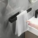 Vilscijon Stainless Steel Towel Bar, Hand Towel Rack, Bathroom Hand Towel Hanging Rod with Hooks, Multi-purpose Wall-mounted Shelf for Toilet image 1