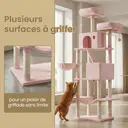 SONGMICS Arbre à chat hauteur 206 cm avec 13 griffoirs, 2 plateformes, 2 niches et panier, hamac, pompon - Rose bonbon image 6