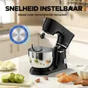 AUCMA staande mixer, 6 liter, 6 snelheidsstanden, kantelbare kop, 3-in-1 staande mixer met mengkom, deeghaak, garde en menghaak, mixer voor bakken, taart, brood, pizza, gebak, pasta en de meeste huishoudelijke koks, 450 W DC-motor van zuiver koper (6 liter, zwart) image 2