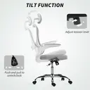 HOMCOM Ergonomic Office Chair, High Back Mesh Computer Desk Chair with Adjustable Headrest and Lumbar Support, Flip-up Armrests for Home Office, Grey image 7