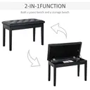 HOMCOM Faux Leather Piano Stool Makeup Stool Bench Dressing Table Seat with Storage 76x36x50cm Black image 3