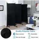 COSTWAY 6 Panel Room Divider on Wheels - Black image 3