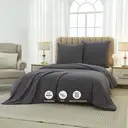 MEEALLHOME Parure de lit en flanelle lavée gris foncé - 1 housse 140 x 200 cm et 1 taie 65 x 65 cm image 2