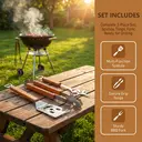 Huacan Stainless steel barbecue tool set, wooden handle fork shovel clip combination set, 3-piece set image 2