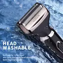 DSP Men's Professional 4-in-1 Electric Shaver and Trimmer, rechargeable and waterproof, with nose and beard trimmer, body groomer, and facial brush, USB fast charging, portable travel design. image 1