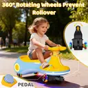 Neuleb Voiture électrique 12 V avec pédale, batterie rechargeable, trottinette 2-en-1, 3 vitesses, vitesse max. 5 km/h, anti-basculement, haut-parleur musical et roues lumineuses, charge max. 72 kg, cadeau pour enfants de 3 ans et plus, Bleu image 3