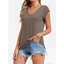 Women's' Cap Sleeve Casual Loose fit Basic Shirts Tank Tops (darkgray， L) image 1