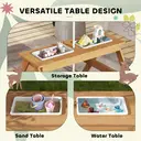 AIYAPLAY Kids Picnic Table, Sand and Water Table with Wooden Benches, Adjustable Parasol and Storage Bins, Outdoor Garden Furniture for Children 3-6 Years, Multicolour image 5