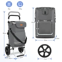 Foldable Shopping Trolley with Cooling Compartment, 3-in-1 Trolley, Sack Truck & Shoulder Bag, Shopping Trolley, Shopping Trolley 43L Capacity & Tie Down Strap, Shopping Cart with Wheels, Foldable Trolley, Grocery Shopping, Portable Trolley, Gray image 1