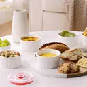 Dafuceramic Ramekins with Lids 8 oz White Creme Brulee Ramekins Ceramic Oven Safe Pudding Cups, Set of 6 Porcelain Custard for Baking Dishwasher and Microwave safe image 7