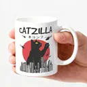 Alphynix 1 Mug blanc 33cl - Motif Chat Monstre CATZILLA avec texte japonais - Cadeau pop-culture unique pour Noël ou Thanksgiving - 1 Pièce,Le cadeau de la saint-valentin, cadeau d’anniversaire image 2