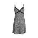 IZURIA black lace v-neck white leopard-print suspender dress  M image 0