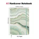 Jubiluu Carnet ligné A5 à couverture rigide en tissu avec marque-page et élastique - Green Marble image 2