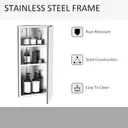 HOMCOM Stainless Steel Wall mounted Bathroom Corner Mirror Storage Cabinet Single Door 300mm (W) image 5