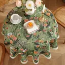 Bird and Floral Pattern Table Cloth Boho Style Jacquard Table Cover for Kitchen Dining Vintage Washable Round 55 Inch Tablecloth with Tassels image 1