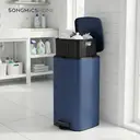 SONGMICSHOME  Trash Can, 8-Gallon Trash Bin, Stainless Steel Kitchen Garbage Can, Midnight Blue image 2