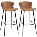 HOMCOM Bar Stools Set of 2, PU Leather Upholstered Bar Chairs, Breakfast Kitchen Counter Chairs with Backs, Steel Legs and Footrests for Dining Room, Brown image 0