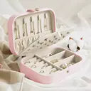 JU7CER Mini portable jewelry box Jewellery Storage Jewellery Box Small Jewellery Box for Girls Jewellery Box Women Travel Jewellery Case Jewellery Organiser for Earrings Necklaces Rings Gift Wedding image 3