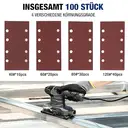 WORKPRO Sanding Sheet Set 100 Pieces Sandpaper Velcro Grit 40/60/80/120, 8 Holes, Accessories for Multi Sander, Orbital Sander, for Wood, Metal and Paint image 1