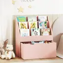 AIYAPLAY Kids Bookshelf, Bookcase Toy Storage Organiser with 3 Tier Shelves, Drawer, for Bedroom, Nursery, Playroom, Classroom, Pink image 2