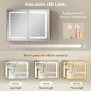 HOMCOM Bathroom Mirror Cabinet with LED Lights and Double-Sided Mirrors, 600 x 800 mm Aluminium Wall Mounted Bathroom Cabinet with Anti-Fog, 3 Colour Dimmable Lighting, Adjustable Shelves image 4