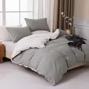 MENDALE Parure de lit avec housse de couette 155 x 220 cm et 2 taies d'oreiller 80 x 80 cm - Gris/Blanc image 1