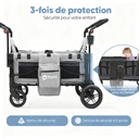 Sekey Poussette pour 2 enfants pliable avec toit, double poignée et siège double avec 2 systèmes de harnais à 5 points intégré - Gris image 2