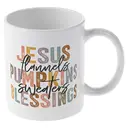 Alphynix 1pc Jesus Pumpkin Sweaters Mug, 11oz Ceramic Coffee Cup with Vintage Color Block Text, Unique Fall Thanksgiving Gift, Christian Autumn Blessing image 3